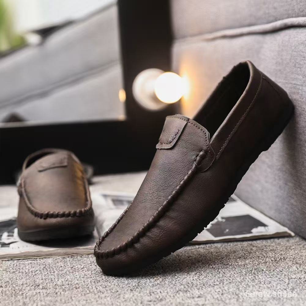 รองเท้าโลฟเฟอร์หนังผู้ชายคุณภาพสูงรองเท้าขับรถ Low-Top Slip On 9EVE G6LX