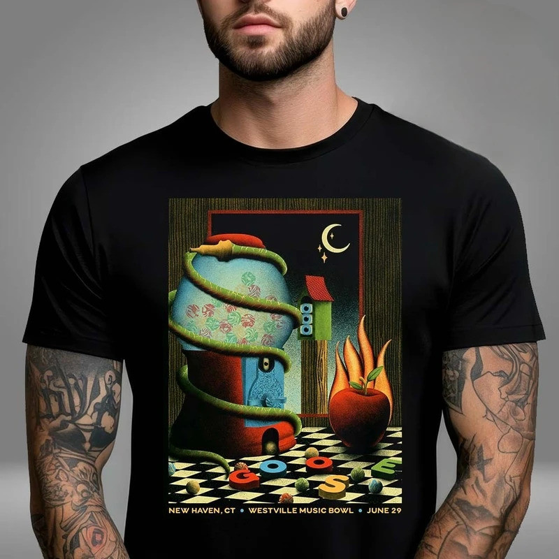 เสื้อยืด Unisex Goose The Band ที่ Westville Music Bowl ใน New Haven CT วันที่ 29 มิถุนายน