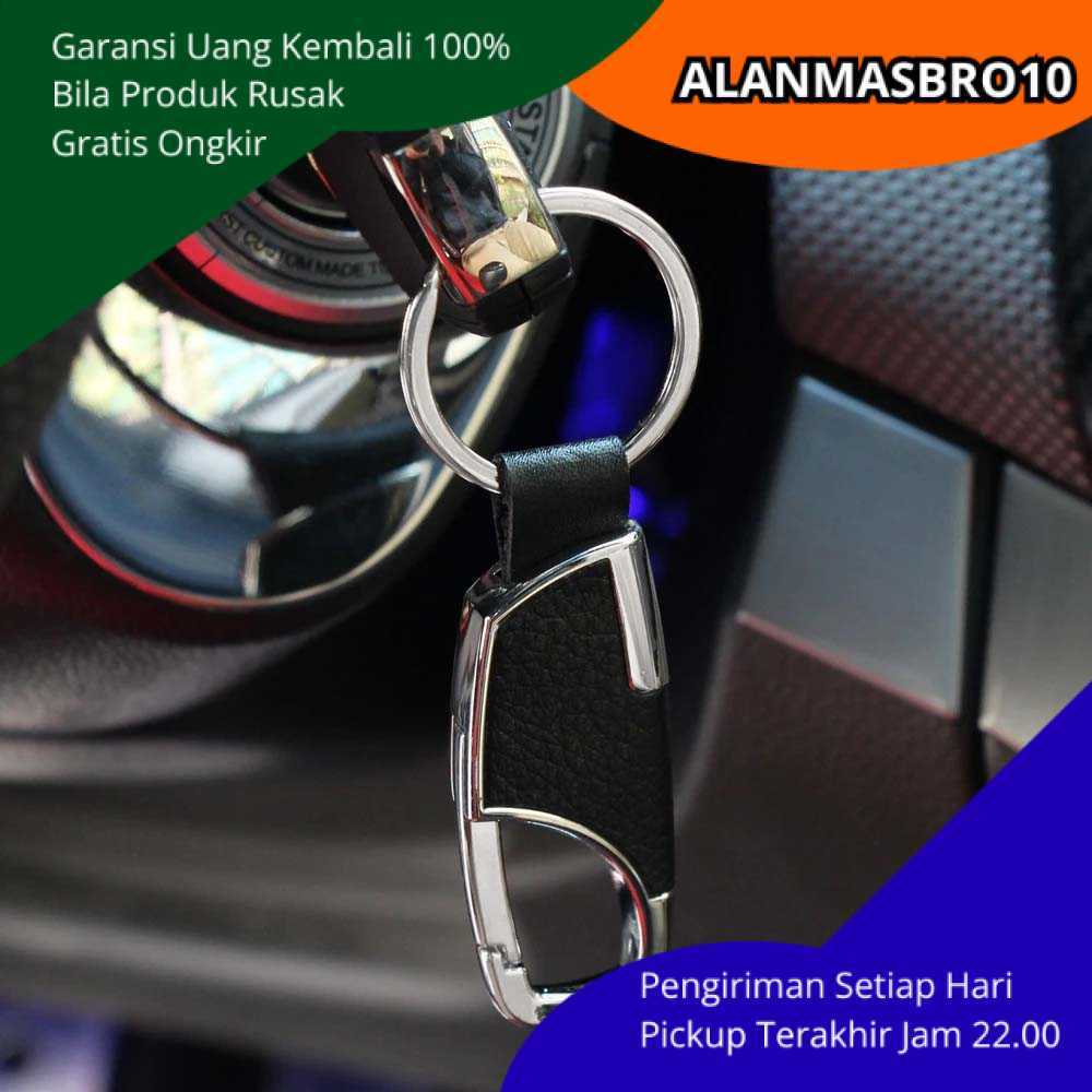 GANTUNGAN พวงกุญแจรถและกุญแจบ้านสังกะสีหนัง PU Elegant Sporty Design Strong Carabiner สไตล์ทุกวันอุป