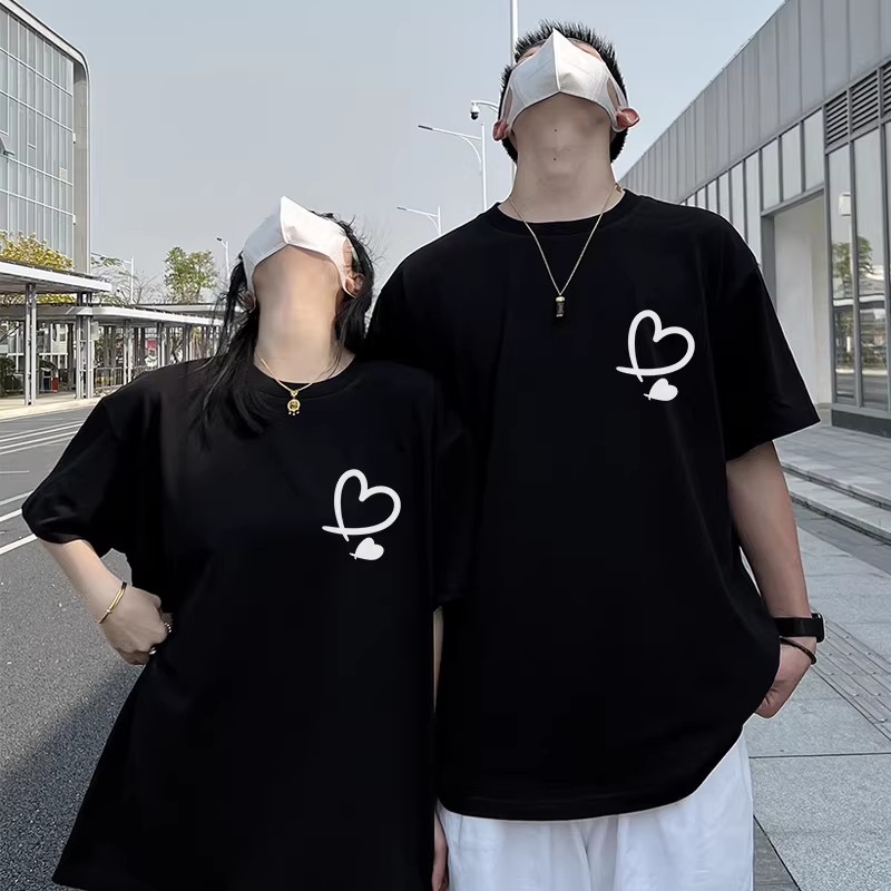 Basi เสื้อแฟชั่น เสื้อยืด oversize ผ้าฝ้าย100%เเสื้อคู่แฟน ไม่ต้องรีดผ้า สวมใส่สบาย ผ้านิ่ม  ลาย  “love” ราคา ถูกที่สุด ดีลบีเคเค แกลเลอรีภาพที่ 4