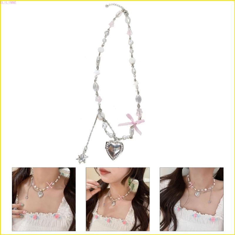 CLILI หัวใจ Bowknot สร้อยคอผู้หญิง Egirl Punk Grunge Collar ความงามเครื่องประดับ