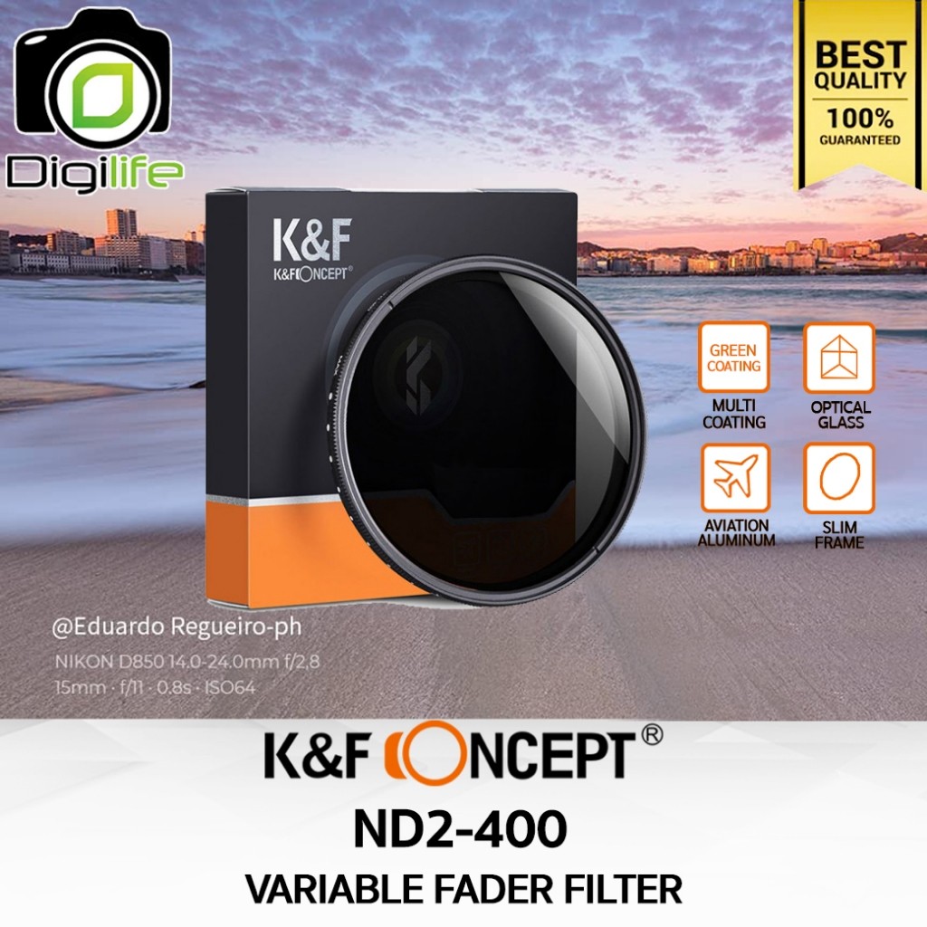 K&F Concept Filter Variable Fader ND2-ND400 ปรับความเข้มได้ 9 ระดับ คุณภาพสุง ND / Digilife Thailand