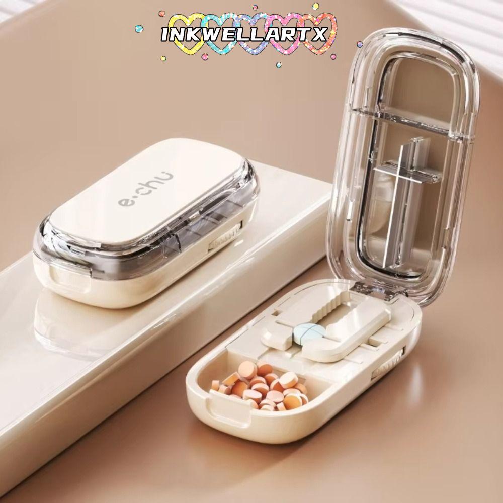 INKWELLARTX Quartering Pill Cutter,กันฝุ่นยาแท็บเล็ตกล่องเก็บ,Dider Organizer Crusher Pill Cutterสํา