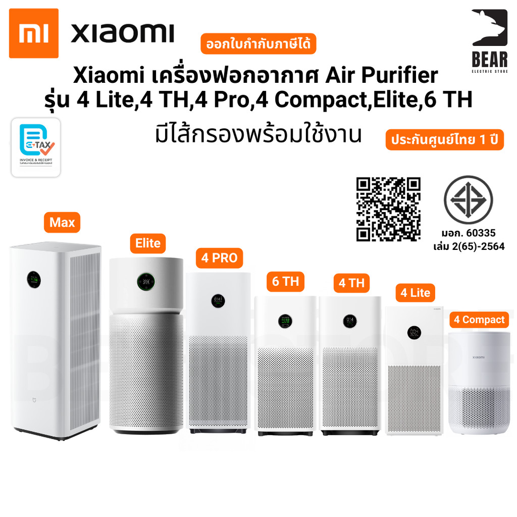 Xioami เครื่องฟอกอากาศ Xiaomi Air Purifier พร้อมไส้กรอง ประกันศูนย์ 1ปี