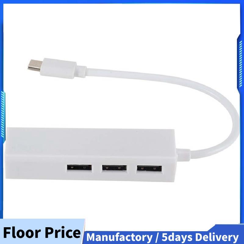 TYPEC ถึง USB2.0 100GbE การ์ดเครือข่าย Hub Lan Rj45 อะแดปเตอร์เครือข่ายอีเธอร์เน็ต 3 พอร์ต USB 2.0 อ