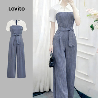 Lovito จั๊มสูทผู้หญิงผูกเชือกสําหรับฤดูใบไม้ผลิ/ฤดูร้อน LK2E…