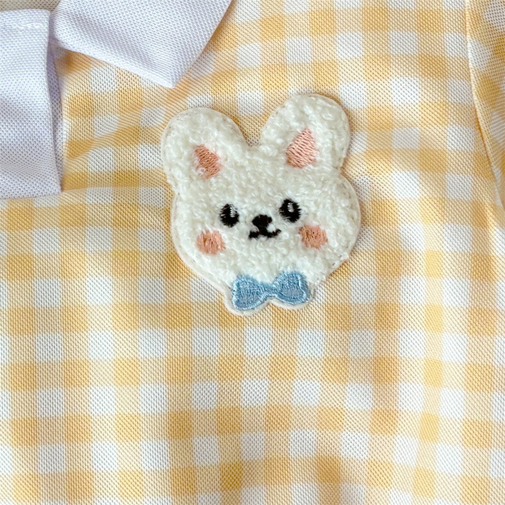 เสื้อโปโลลายตารางหมากรุกสำหรับเด็กผู้หญิง 2 ชิ้น ชุดลำลองฤดูร้อน เสื้อมีปก - รูปที่ 4