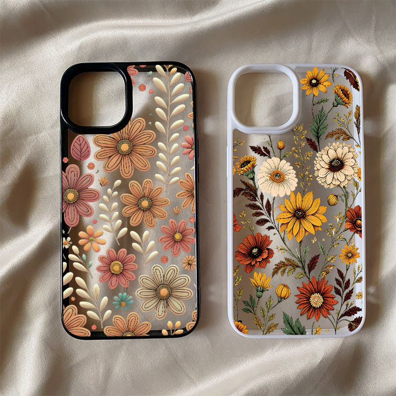 เคสอะคริลิคใสแข็งลายดอกไม้คลาสสิกดูหรู สำหรับ iPhone 11 12 13 14 15 16 Pro Max iPhone 13 iPhone 15 Pro Max ดีไซน์สวยงาม – โปรปัง