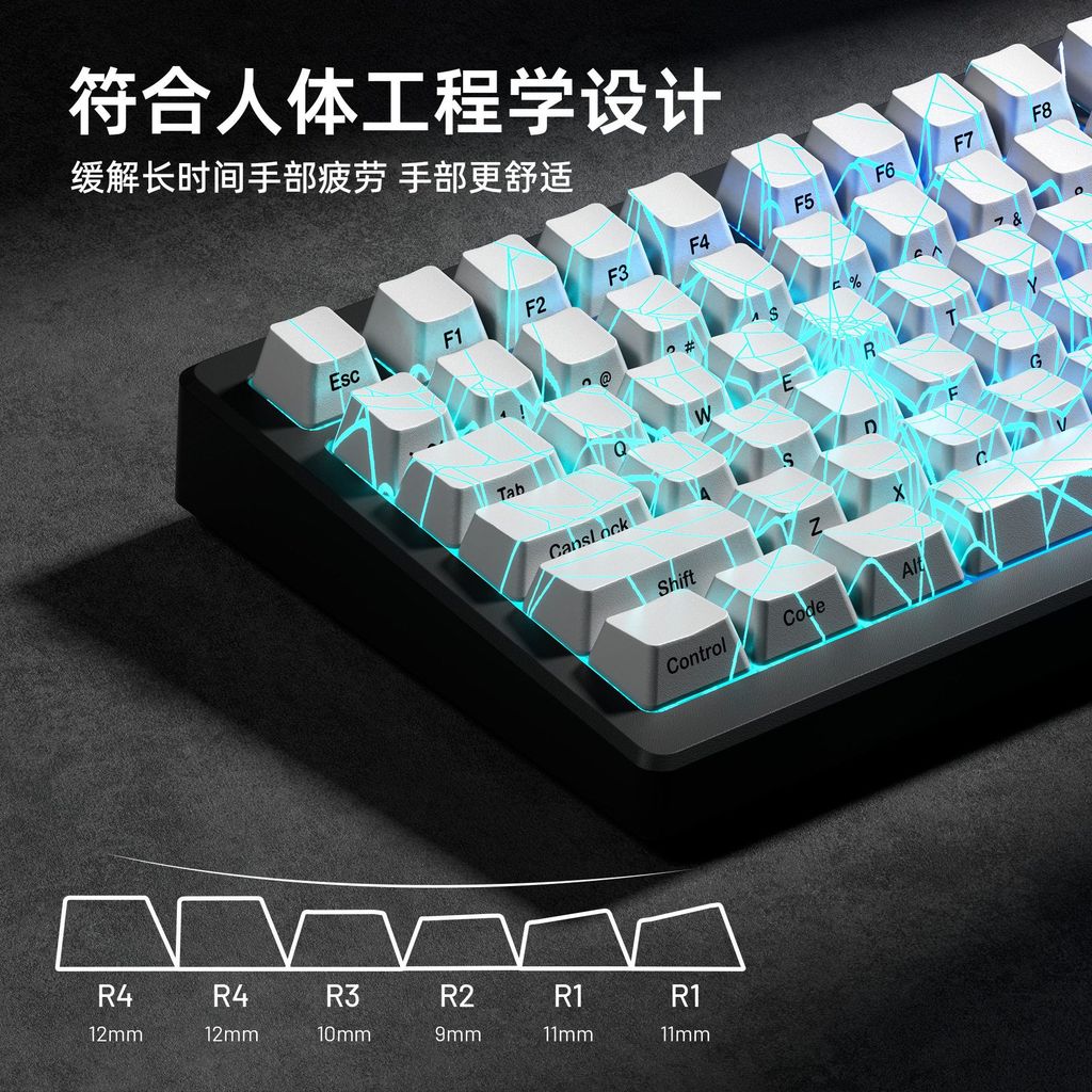 X XVX สีขาวโปร่งใส Spider Web Keycap ด้านข้างแกะสลักโปร่งแสงที่กําหนดเองคีย์บอร์ดหมวก IMD รูปแบบหัตถ