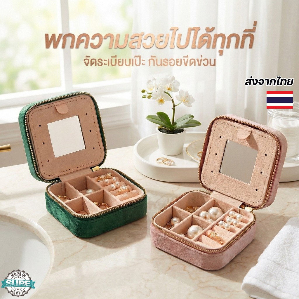 กล่องเก็บแหวนและเครื่องประดับแบบพกพา ขนาดเล็ก บุด้านในนุ่ม ป้องกันรอยขีดข่วน เหมาะพกใส่กระเป๋า