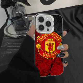 เคสไอโฟนiPhone 17 Pro Max สโมสรดาวฟุตบอล Simple สีทึบ Frosted Electroplate เลนส์ป้องกันเคสโทรศัพท์สําหรับ iPhone 17 Pro Max 16 15 14 13 12 11 7 8 Plus X Xr Xs Max