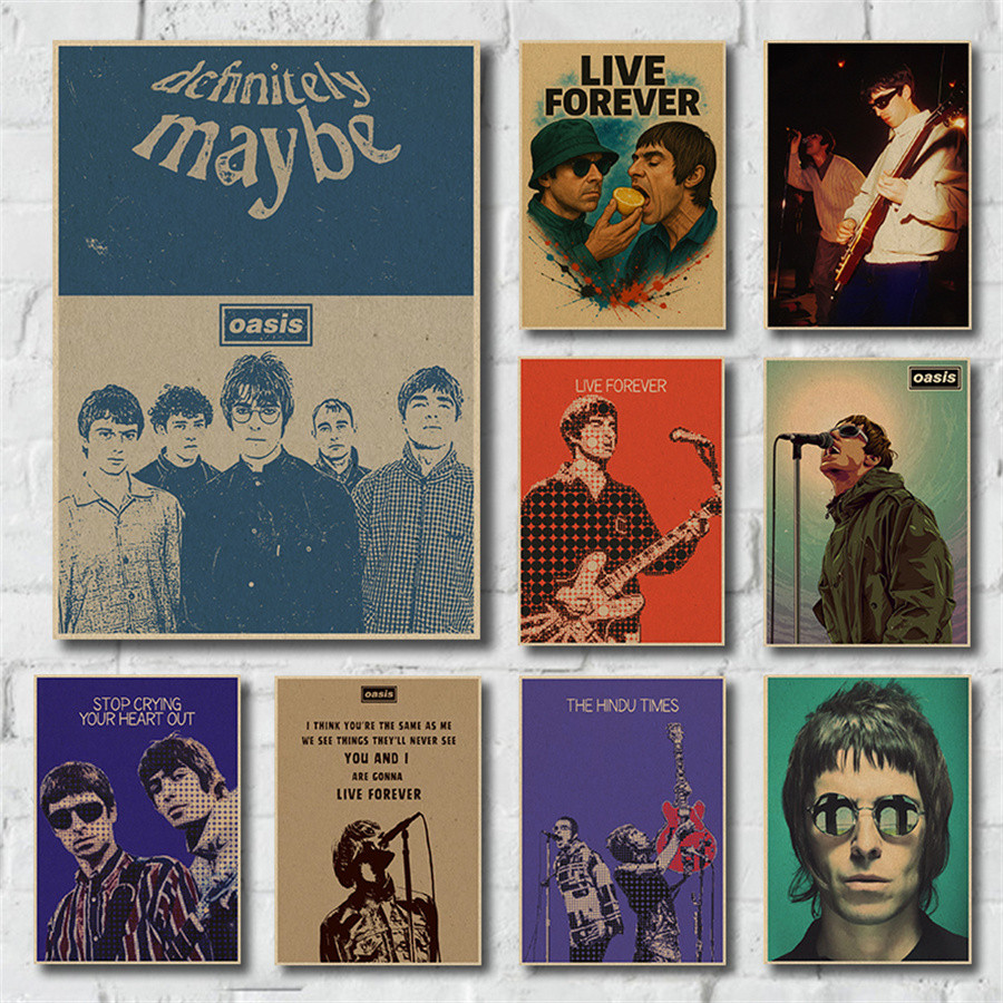OASIS Liam Gallagher ภาพวาดโปสเตอร์ Retro กระดาษคราฟท์ห้องพักหอพัก Wall Art Home Decor โปสเตอร์