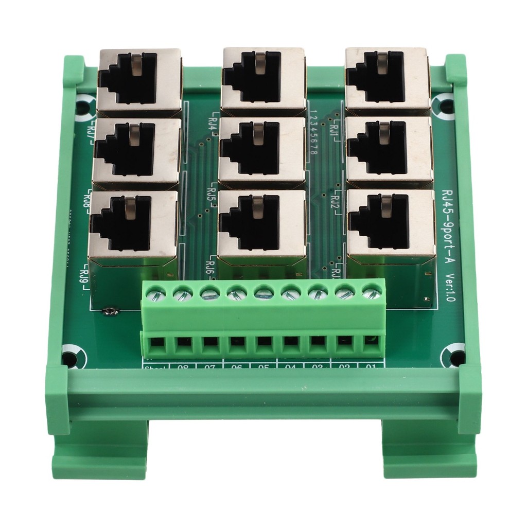 [ลดกระหน่ํา] สําหรับ RJ45-9Port-A 8p8c Ethernet Port Adapter Terminal Block สําหรับติดตั้งราง DIN