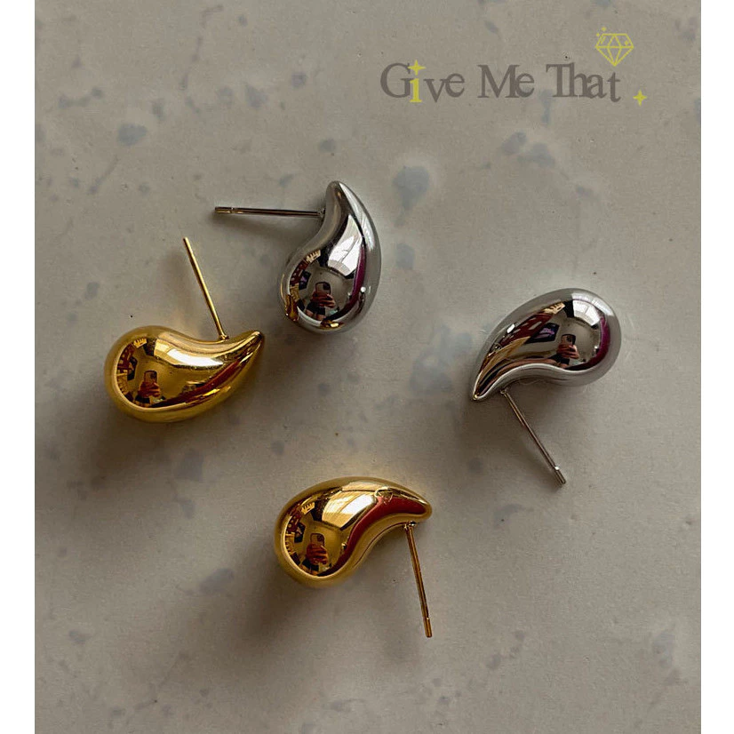 ต่างหูสแตนเลสแท้ สไตล์มินิมอล Minimal ตุ้มหูทรงหยดน้ำ รุ่น Little Water Earrings Givemethat