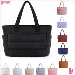 【พร้อมส่งจากไทย】👜กระเป๋าถือสุภาพสตรีแฟชั่นกันน้ําTote Bagกระเป๋าบุนวมลําลอง, กระเป๋าสะพายไหล่ผู้โดยสารความจุสูงกัน PROM