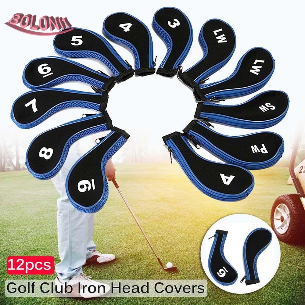 BO Golf Iron Headcover 3-9,P,S,A Wedge Cover 12 ชิ้นกอล์ฟเหล็กชุดฝาครอบป้องกันกอล์ฟพัตเตอร์อุปกรณ์เส