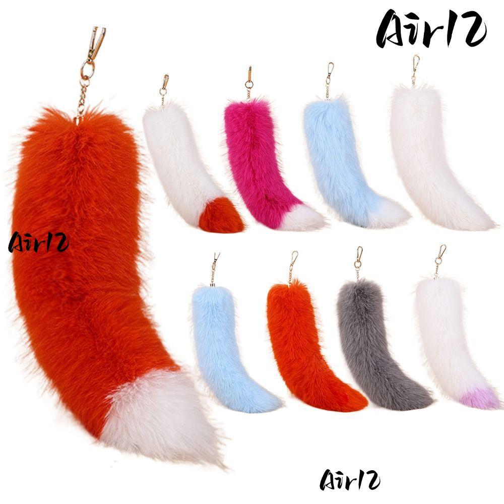 AIR12FM Therian Tail Bag Charms, Soft Plush หนา Faux Fur Tail พวงกุญแจ,น่ารักขนาดใหญ่ Fluffy Warm Fu