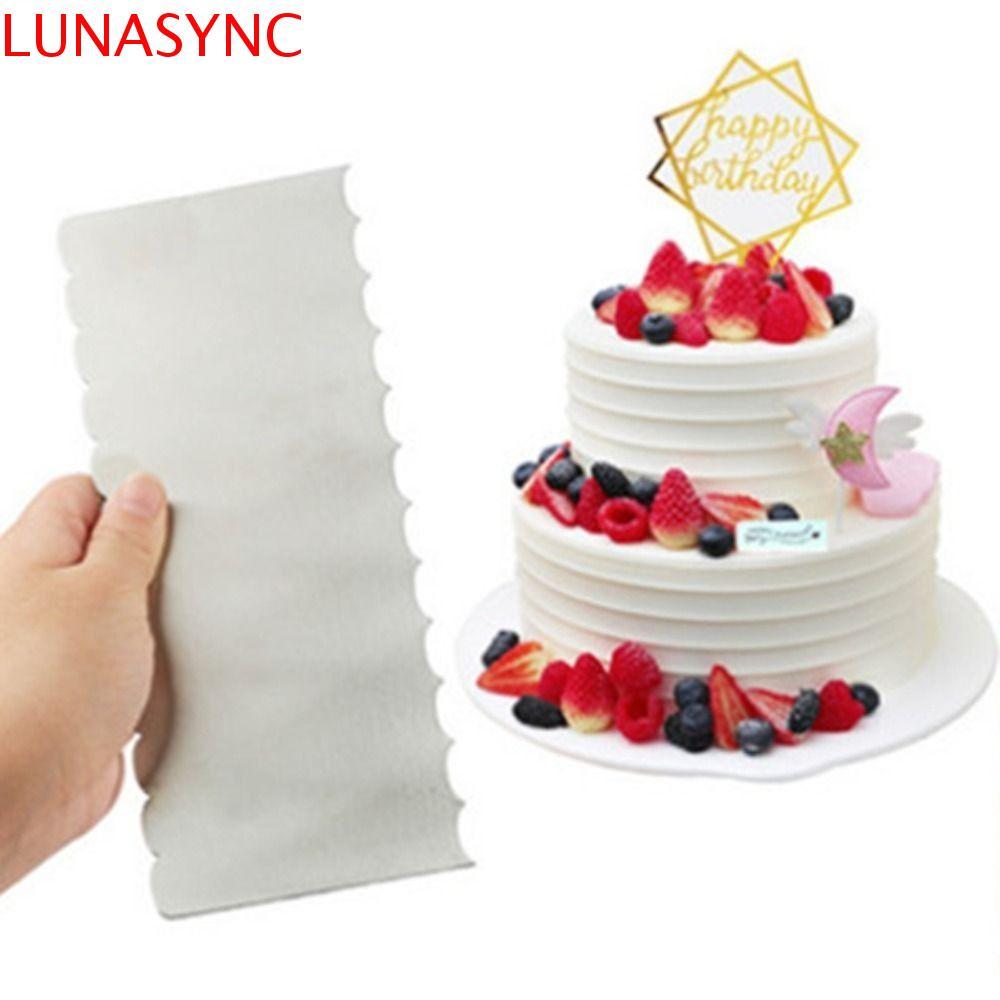 LUNASYNC สแตนเลสมีดโกนเค้ก,เลื่อยฟันขอบสองด้านตกแต่งหวีคอนทัวร์,เครื่องตัดขนม Smoother Triming DIY