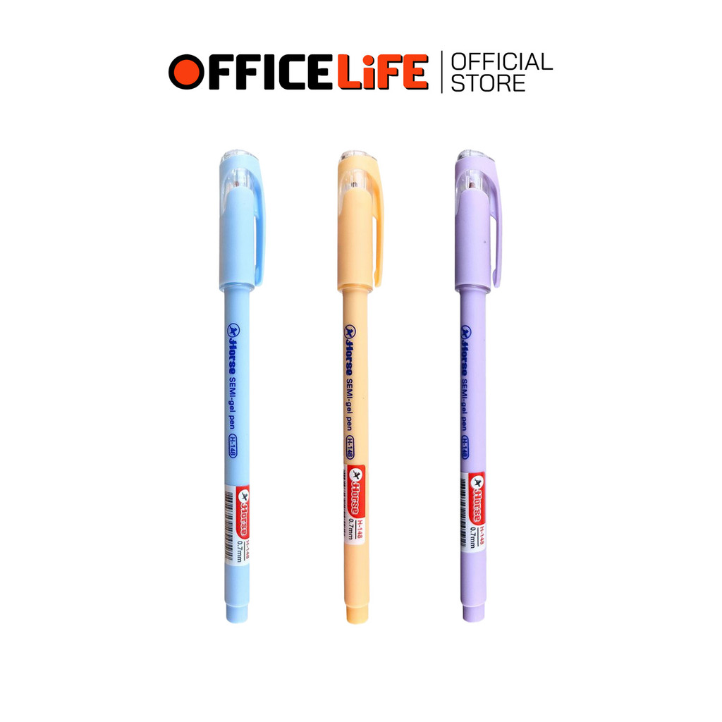 Horse (ตราม้า) ปากกาเซมิเจล แบบปลอก สีพาสเทล รุ่น H-148 ขนาด 0.7 mm. ( 1 ด้าม / คละสี )
