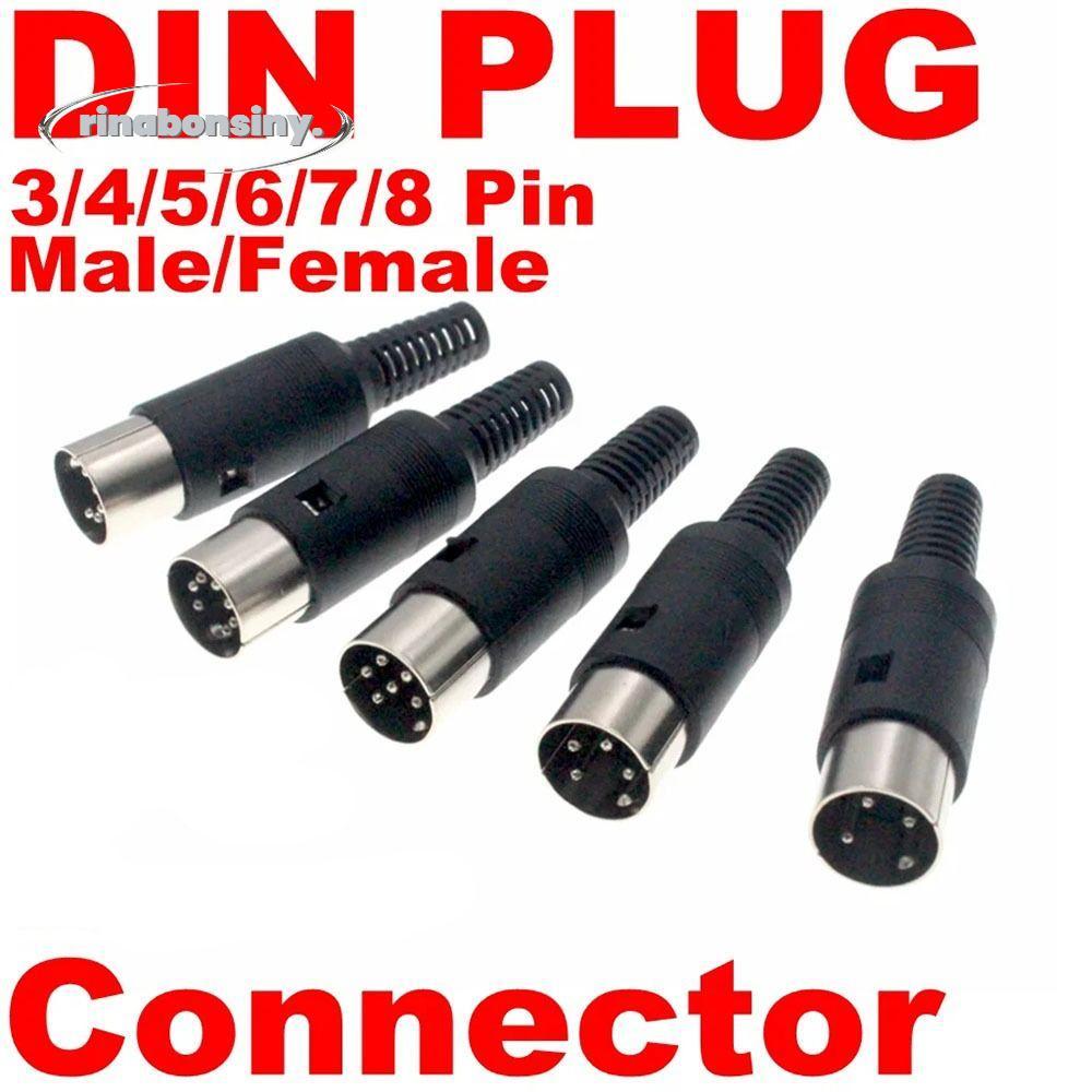 RINABONSINY DIN ชายหญิงปลั๊ก,แชสซี 3pin 4pin 5pin 6pin 7pin 8 Pin Audio AV Connector Adapter, Mount 