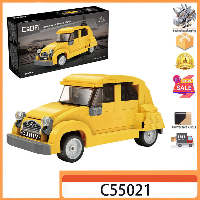CaDA Racers Bricks Citron 2CV C55021 (298 ชิ้น) 1:24 ได้รับอนุญาตอย่างเป็นทางการ Vintage Car Model B