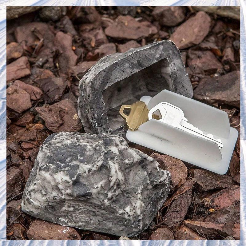 Hide-A-อะไหล่-Key Fake-Rock - ดูชุดหินจําลองชุดกล่องเก็บกุญแจเรซิ่น