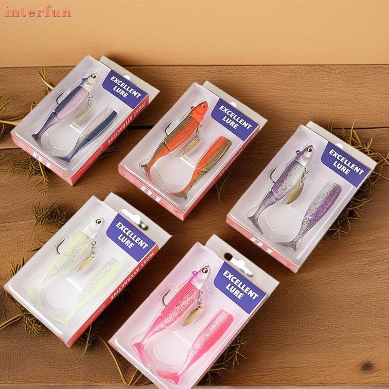 [Interfun] Glow-In-The-Dark T-Tail Lead Soft Bait Set 9.5cm 20g Single Hook Glitter Bionic Bait เหยื