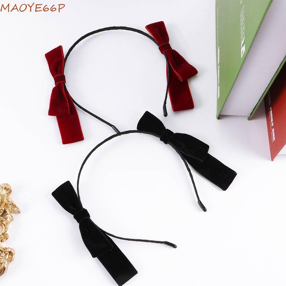 MAOYE66P กํามะหยี่โบว์แถบคาดศีรษะน่ารักแฟชั่นล้างหน้าผู้หญิง Vintage Headwear ยางรัดผม