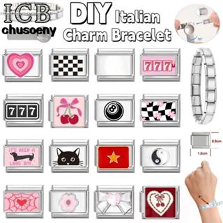 HOT สร้อยข้อมือเงิน charm อิตาเลียน 9 มม. DIY ดอกไม้และผีเสื…