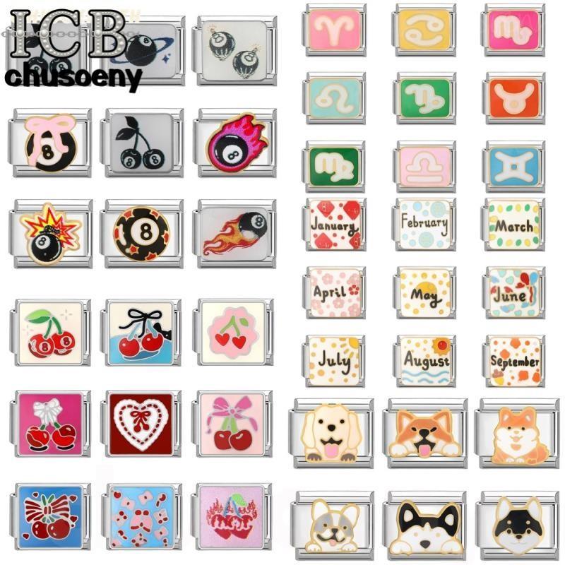 ใหม่แฟชั่น 8 Ball Charm อิตาลี Links Fit 9 มม.สร้อยข้อมือสแตนเลสเครื่องประดับ DIY ทํา