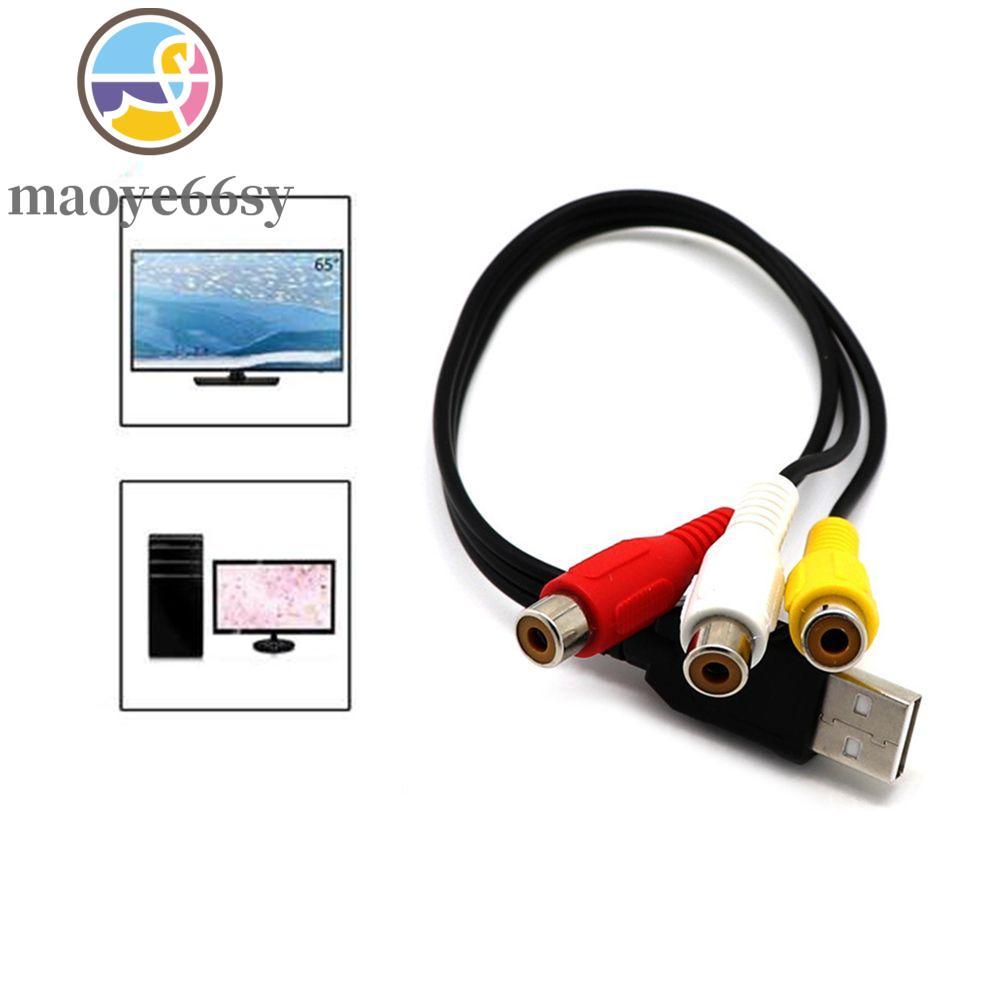 MAOYE66SY อะแดปเตอร์วิดีโอ USB 2.0 สาย AV USB ชาย 3-RCA หญิง Converter