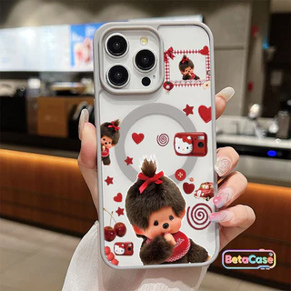 เคสแม่เหล็กกันกระแทก ลายตุ๊กตามอนชี่ เคสไอโฟนดาวและโบว์น่ารัก สำหรับ iPhone 17/16/15/14/13/12/11 Pro Max/Plus