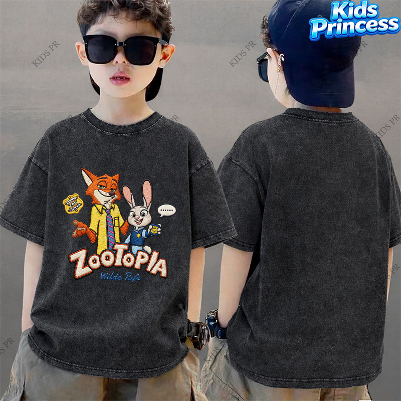 COD 2026 สินค้าใหม่ ทรงหลวม คอกลม เสื้อเด็ก kids Distressed T-shirt ผ้าฝ้าย เด็กชาย เสื้อผ้าเด็ก t-shirt S196