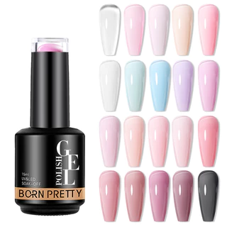 BORN PRETTY Milky Jelly Rubber Base Gel for Gel Nail Polish 15ml รัสเซีย Self-leveling Nude Color Soak Off กึ่งถาวร UV Gel