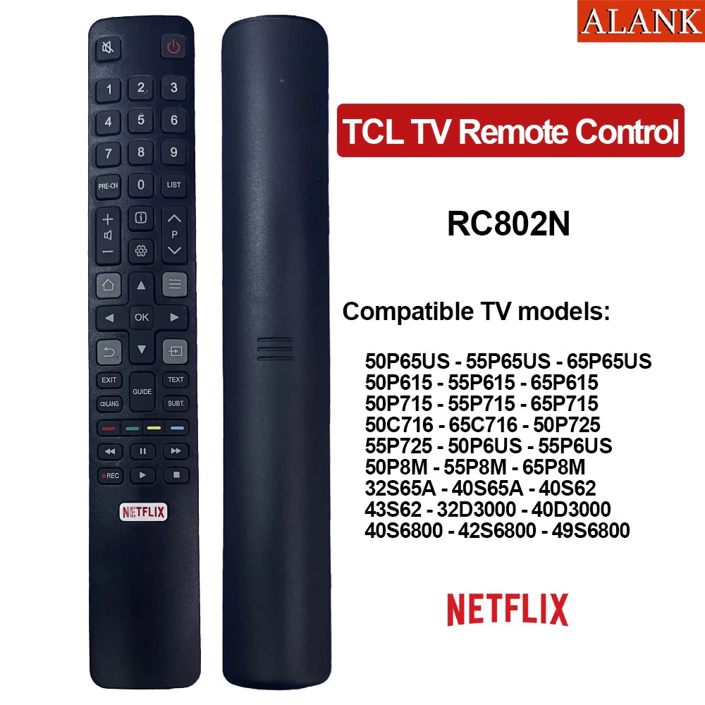 [ALANK] รีโมททีวี TCL ของแท้ รุ่น RC802N - สำหรับทีวีรุ่น 49C2US, 65C2US, 75C2US, 43P20US, 50P20US