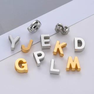 St.kunkka 10-20g ลูกปัดตัวอักษร ABS สีทอง/เงิน รูแบน อะไหล่ตัวอักษร A-Z สำหรับทำสร้อยข้อมือชื่อ DIY งานฝีมือ