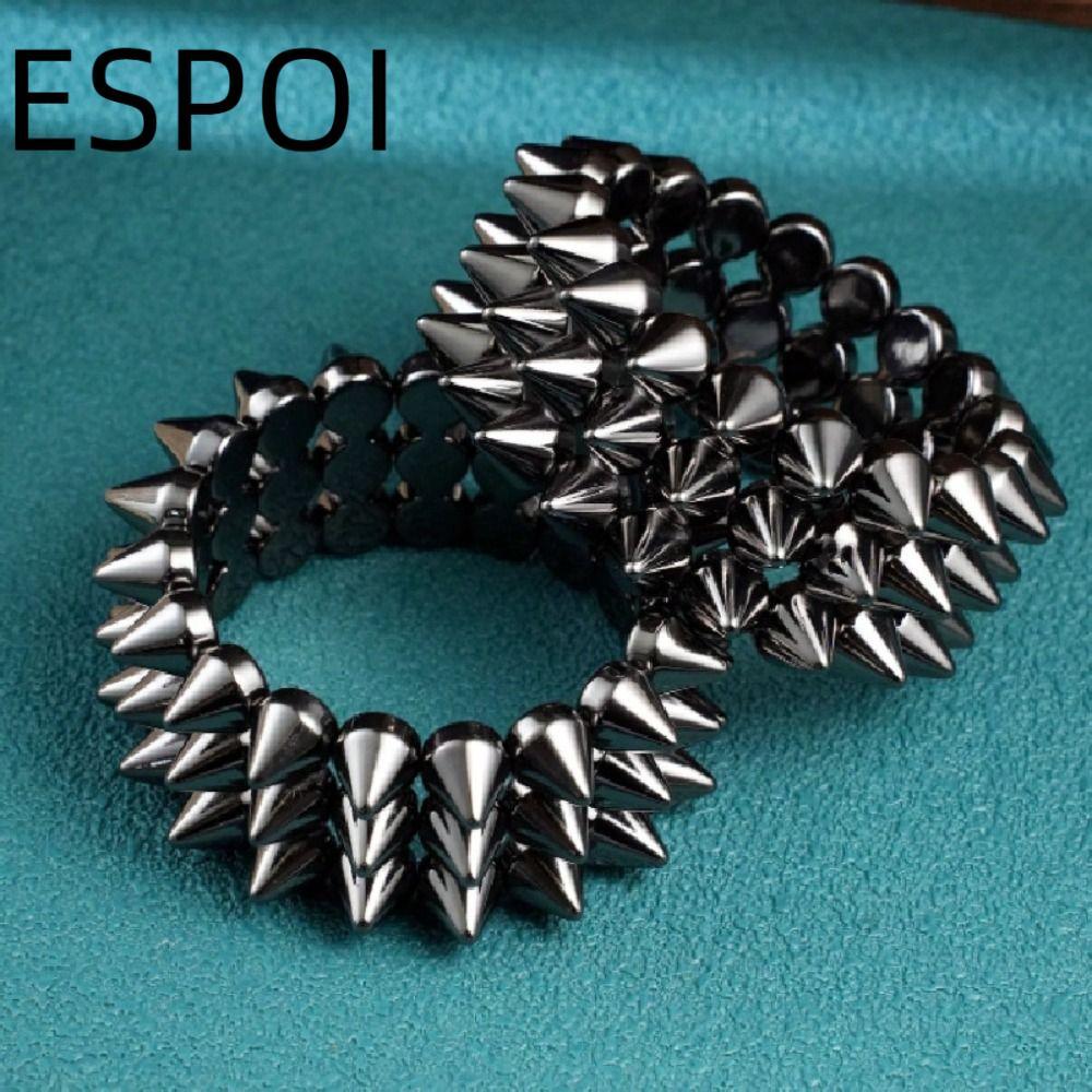 ESPOI Y2K Punk สร้อยข้อมือ Triple Layer Stud Spiked สไตล์ STREET กว้าง Band Goth เครื่องประดับสำหรับผู้หญิง
