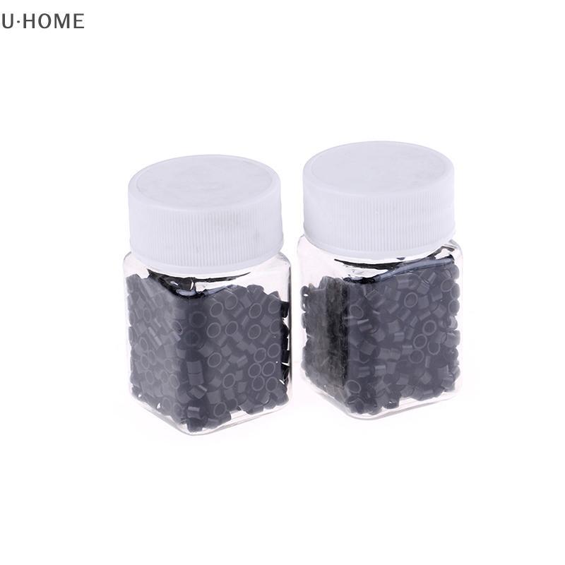 U · Home 500ชิ้น4มม. ซิลิโคนวงแหวนไมโครลูกปัดสำหรับต่อผมมนุษย์
