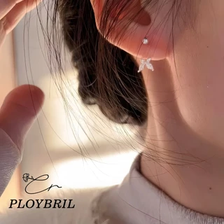 PLOYBRIL ต่างหูผีเสื้อ925 คริสตัลระยิบระยับ เพิ่มความหวานแบบผู้ดีในทุกลุค E042