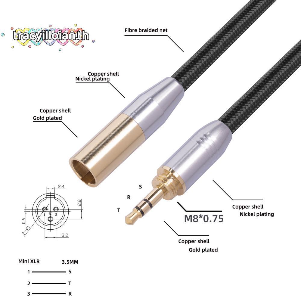 TRACYILLOIAN 3.5 มม.ชายกับมินิ XLR 3pin Cable, Plug and Play Stable Connection Professional Audio Ca