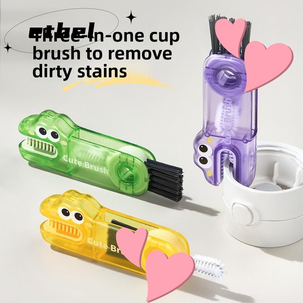 ETHEL แปรงทําความสะอาดฝาถ้วย 3 In 1, แปรงทําความสะอาดรอยแยกทําความสะอาดมัลติฟังก์ชั่น, จระเข้สร้างสร