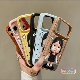 เคสไอโฟน ลายใหม่ น่ารักปนเท่ ครายเบบี้สีดำ ดอกไม้ลายจุด สำหรับ iPhone 17 16 15 14 13 12 11 17 Pro Max Plus