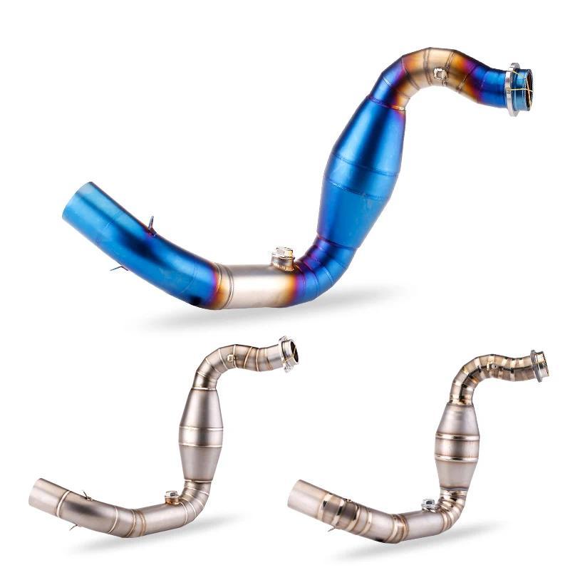 G310 GS R หัวท่อไอเสียรถจักรยานยนต์แบบสวมหนีลิงค์ด้านหน้ากลางท่อโลหะผสมไททาเนียมสำหรับ BMW G310GS G3