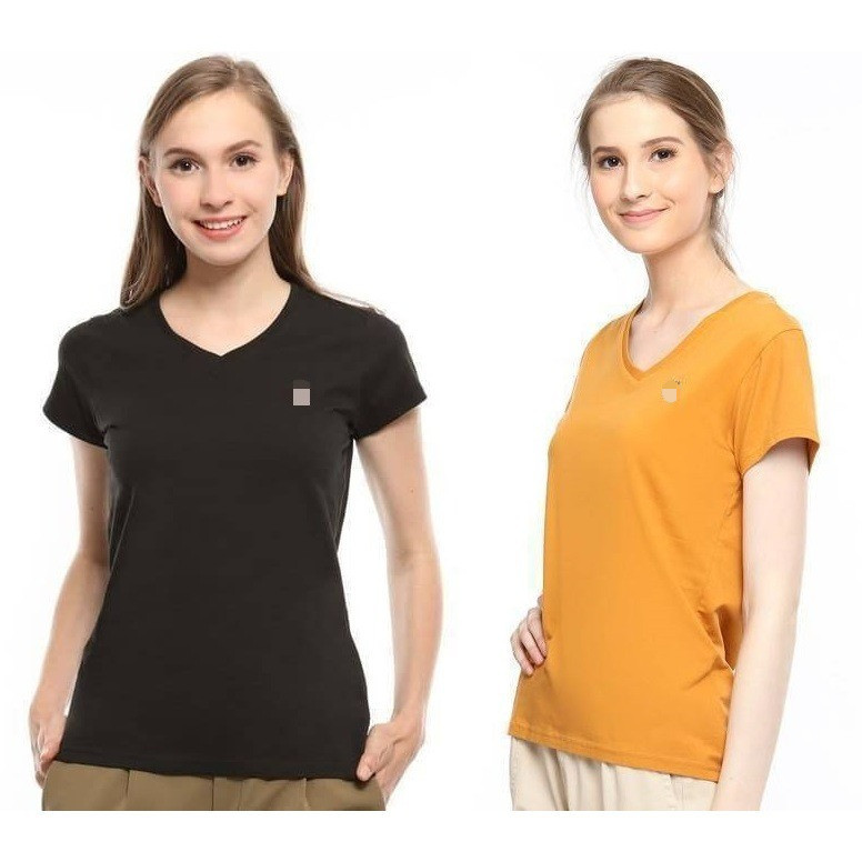 KATUN โรงงานแบรนด์ Hash Ppp3s V คอ tee ผู้หญิง SML สีดําสีขาวมัสตาร์ดสีขาวสีเหลืองสีดําผ้าฝ้ายหนาแขน