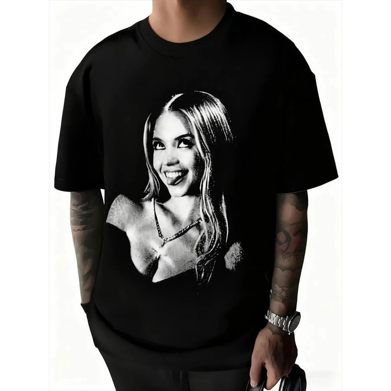 Sydney Sweeney W01 Comfortable Men's Round Neck Short Sleeved Casual Pure Cotton Outdoor Holiday T-s