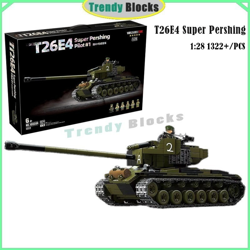 100304,T26E4 Super Pershing,Tank Building Blocks WWII ถังของเล่นของขวัญสําหรับชาย
