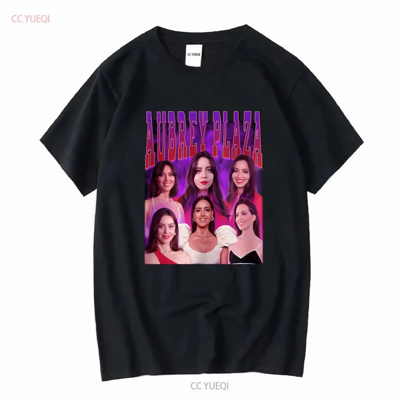 เสื้อเชิ้ต Aubrey Plaza Retro ลายพิมพ์วินเทจ เสื้อยูนิเซ็กส์วินเทจ ผ้ายืดเล็กน้อย เสื้อผู้ชายสำหรับใ