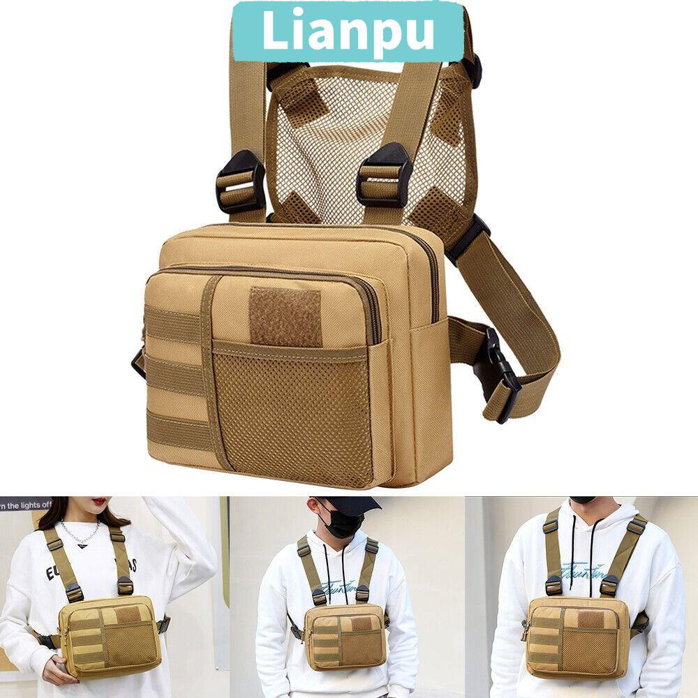 LIANPU Men Chest Rig Bag,กันน้ําStreetwearกระเป๋าหน้าอก,แฟชั่นMulti-function High-ความจุเสื้อกั๊กกลางแจ้งกระเป๋าสําหรับวิ่งท่องเที่ยว