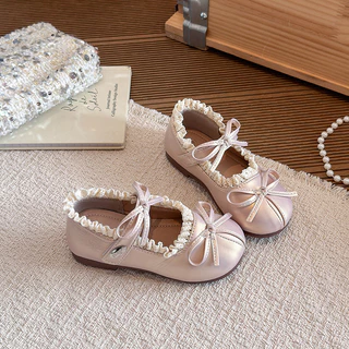 รองเท้าหนังลูกไม้ Bowknot สไตล์ Mary Jane สำหรับเด็กวัยหัดเดิน คลาสสิก_soft sole_สวมใส่ง่ายในโรงเรียนและใช้ในโอกาสต่างๆ