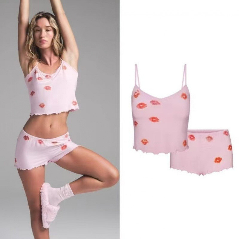 Skims Skims Skims Park Chae Young Same Style sleep Valentines Day Red Lip Funer Edge Camisole Shorts